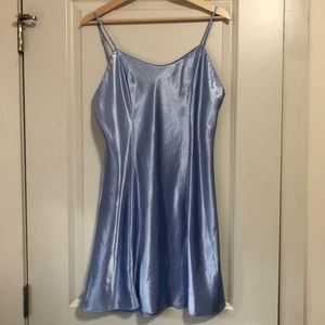 Silky blue mini slip dress